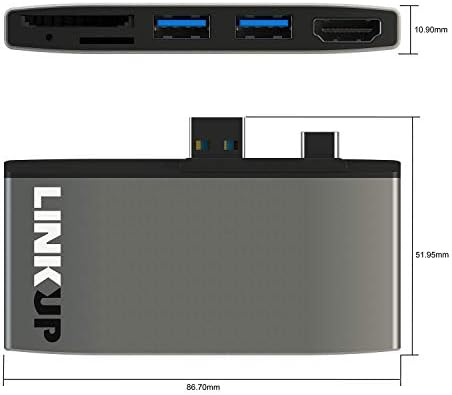 Linkup - Surface Pro 7 תואם לכרטיס SD מתאם מתאם זיכרון מיקרו רכזת | תחנת עגינה 6-in-1 | חריצי כרטיס 4K HDMI,